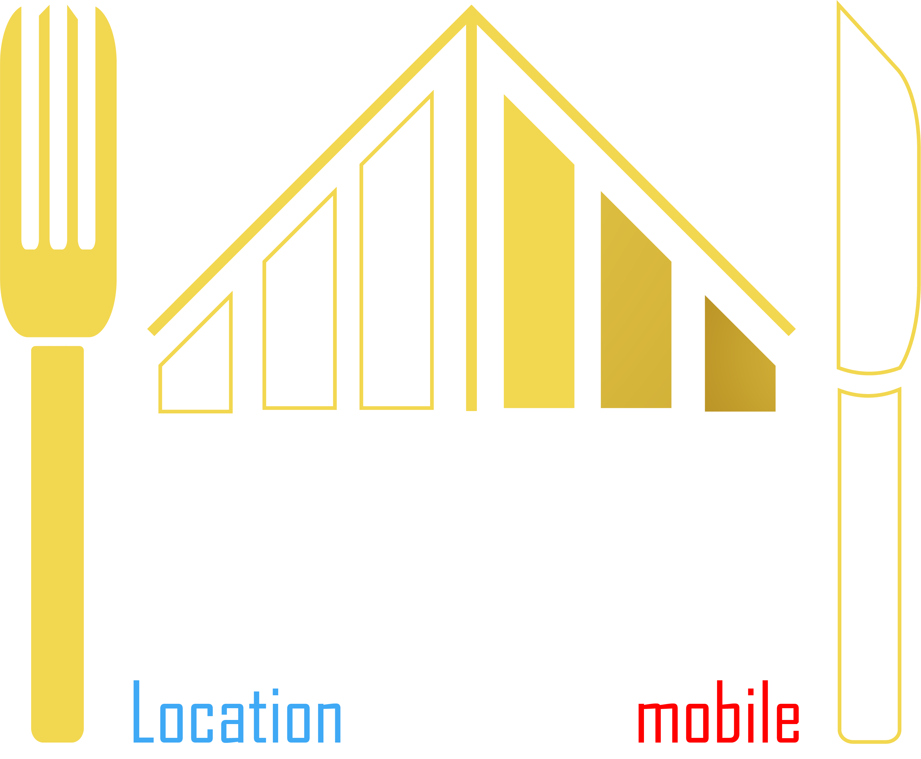 logo jaune avec fourchette et couteau titre nommé Container